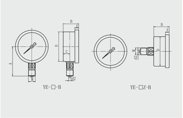 不锈钢膜盒压力表外形尺寸 不锈钢膜盒压力表外形尺寸