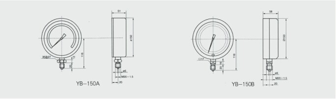 精密压力表外形尺寸 精密压力表外形尺寸
