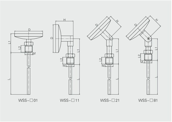 双金属温度计外形尺寸 双金属温度计外形尺寸